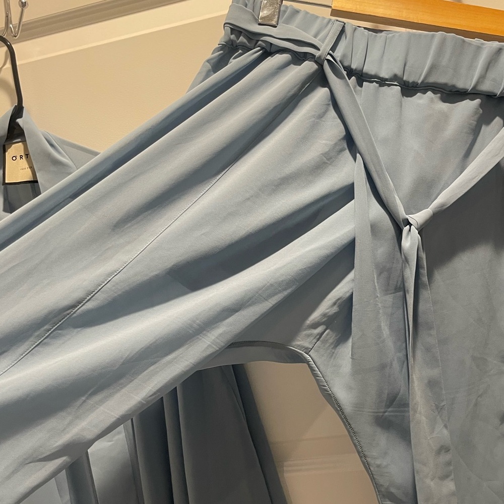 Orttu 2pc set chiffon sheer Kimono & Belted pant Sz Large - Picture 2 of 8
